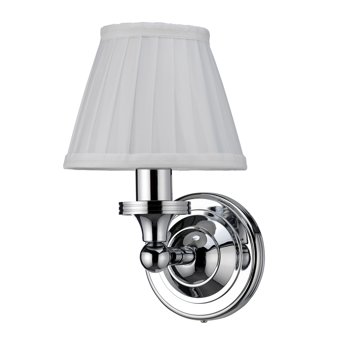 Burlington Round light with chrome base & white fine pleated shade 